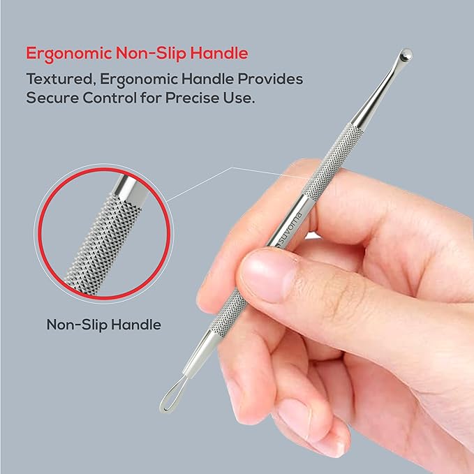 Suvorna Comedone Extractor 2in1, Milia Remover, Nose Blackhead Remover Tool, Whitehead Extractor, Pore Extractor, Black Head Remover for Face, Pore Cleaner, Pimple Popper Tool, Pimple Extractor