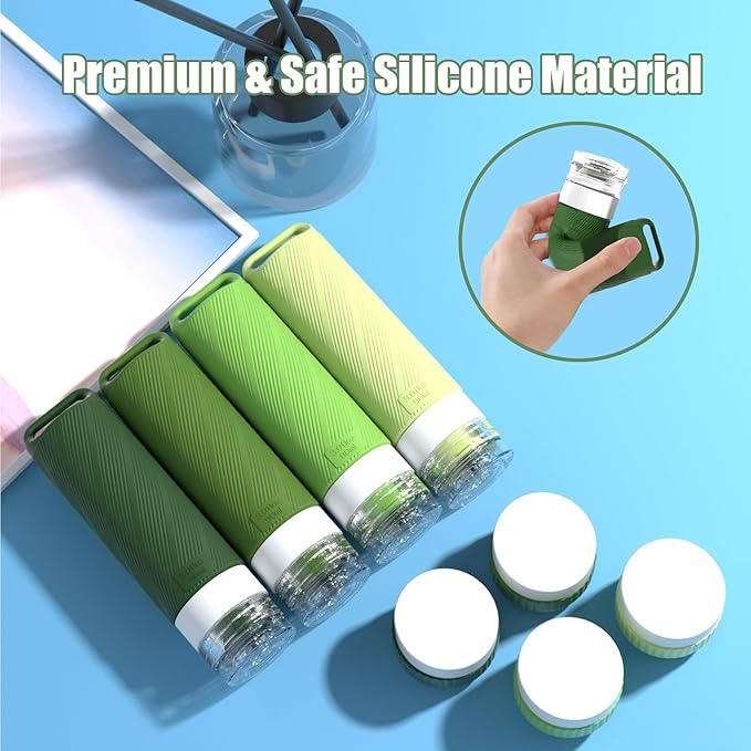 26 Pieces Travel Size Toiletries Bottles Set, Tsa Approved Leakproof Refillable Travel Bottles with Hanging hole design, Silicone Material, Suitable for Shampoo, Conditioner, and Body Lotion