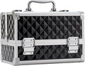 Leeora&Leekoo Makeup Train Case Cosmetic Box Portable Makeup Case Organizer 2 Trays Makeup Storage with Mirror for Cosmetologist Aesthetic Supplies Nail Tech Traveling Makeup Box (Watercube)