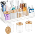 Bathroom Counter Organizer, White Silicone Toothbrush Holders for Bathrooms Organizer Countertop with 3PCS Qtip Holder, Toothbrush and Toothpaste Holder for Bathroom Organization Storage Vanity