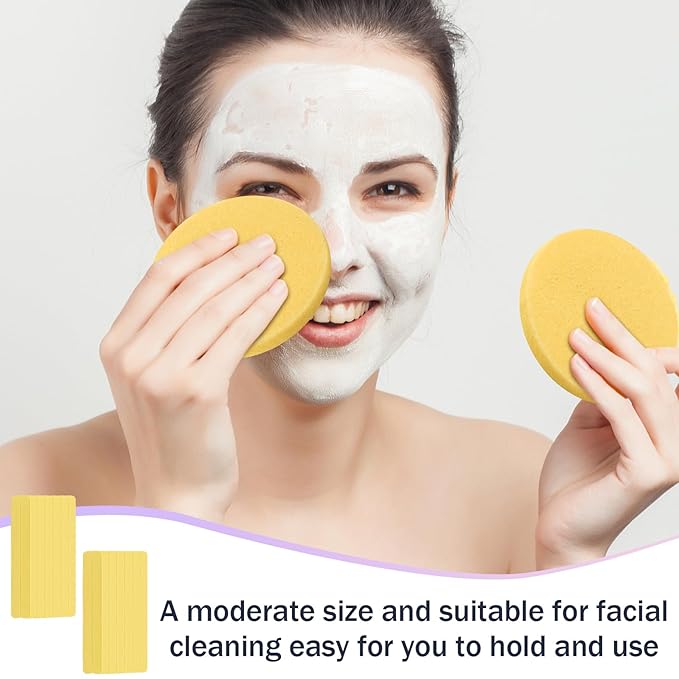Mifoci 960 Pieces Yellow Compressed Facial Sponges for Estheticians, Makeup Removal Sponge Pads for Women Spa Exfoliating Face