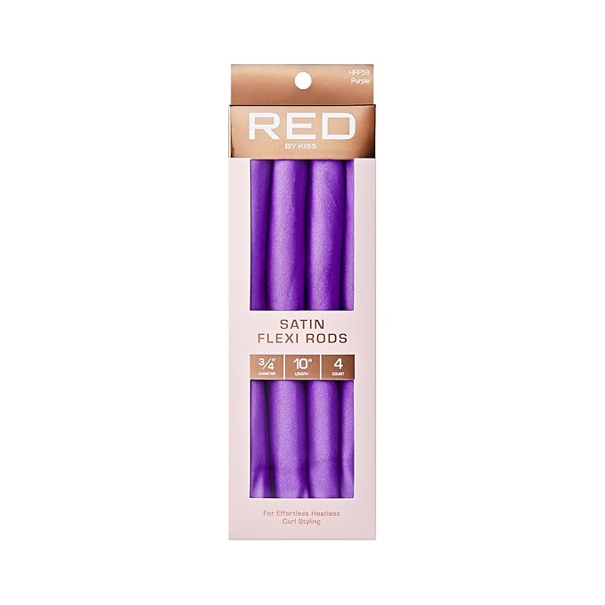 Red by Kiss Satin Flexi Heatless Curling Rods, Damage Free & Frizz Free No Heat Soft Curls, Silky Satin to Prevent Breakage, Comfortable Pin-Free Styling, Gentle Rollers for All Hair Types