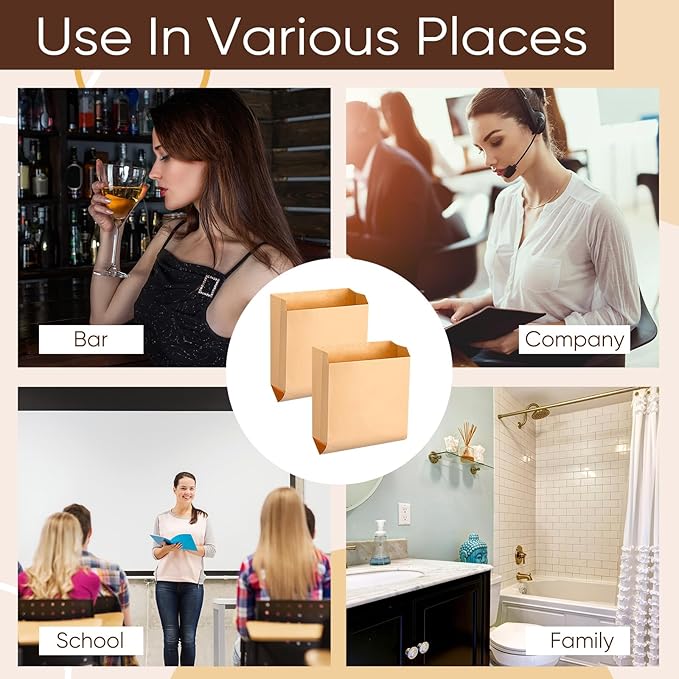 Paterr 500 Pcs Feminine Hygiene Bag Waxed Kraft Hygiene Liner Bags for Feminine Products 8'' x 8.5" Sanitary Napkin Disposal Bags Waste Receptacle Liners Restroom Bathroom Personal Dispensers