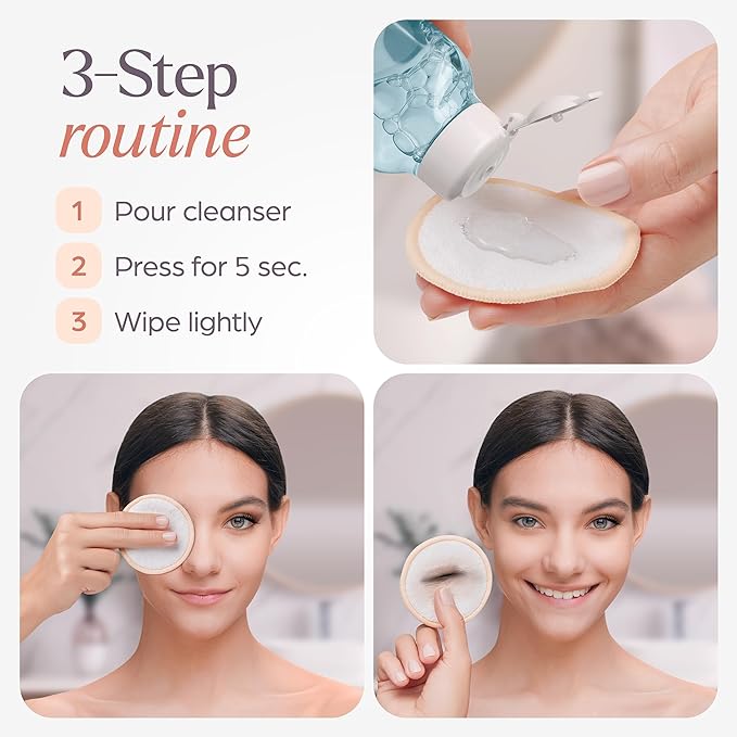 Reusable Cotton Rounds for Face - (20 Pack) Soft Reusable Makeup Remover Pads with Washable Drawstring Laundry Bag & Bamboo Holder - All Skin Type Skincare Set Facial Cleaning Cloth