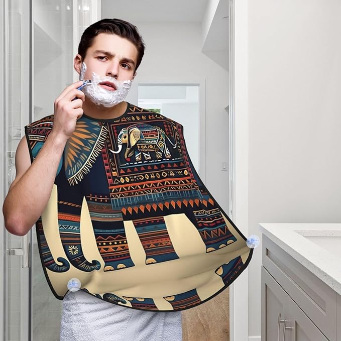 Beautiful Peacock Print Beard Bib Shaving Apron, Beard Hair Trimming Cape Gift For Dad