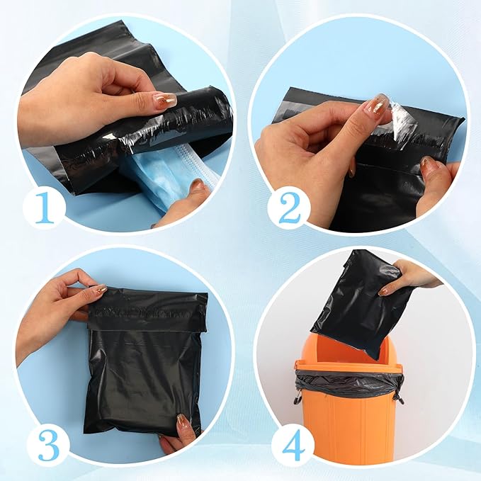 Fulmoon 300pcs Sanitary Napkin Disposal Bag Disposable Sanitary Bag Personal Care Disposal for Tampons Trash Bags period Tampon Bags for Women Privacy Handling Sack Diaper Sack(Black)