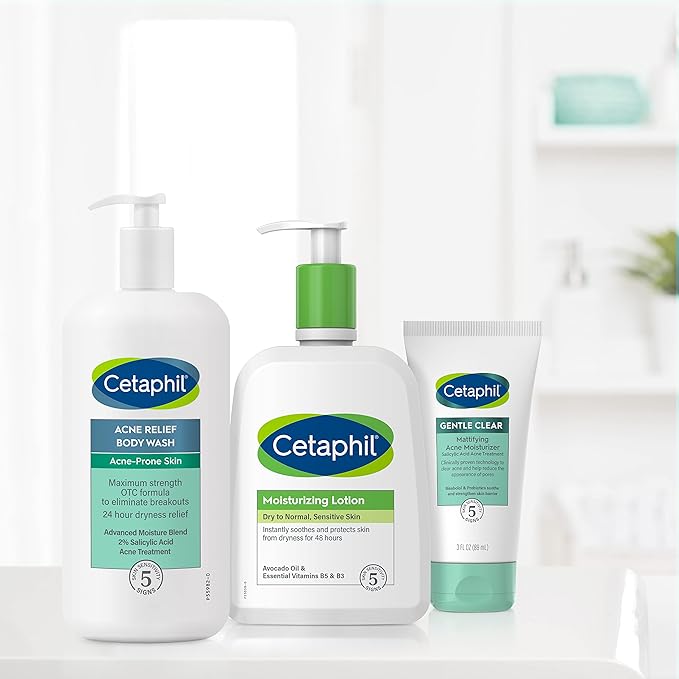 Cetaphil Body Wash, Acne Relief Body Wash with 2% Salicylic Acid to Eliminate Breakouts, Gently Exfoliates and Provides 24Hr Dryness Relief, 20 oz