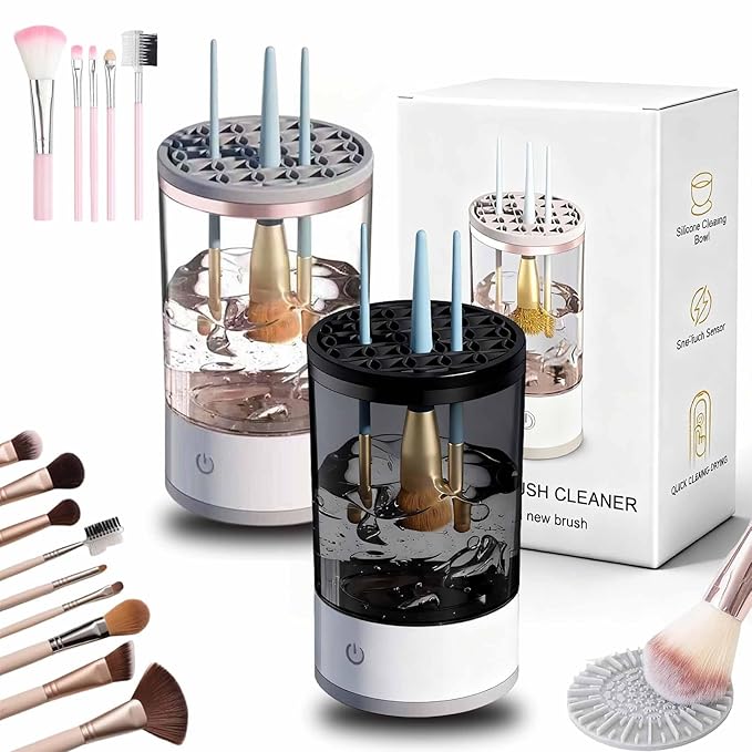 Cosmetic Brush Cleaner, 2026 New Electric Makeup Brush Cleaner Machine, Makeup Sponge Cleaner Machine with Dual Power Options for Deep Cleaning All Types of Makeup Brushes (Mix*2, Charging)