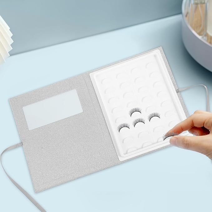 Artificial Eyelash Storage Box with Window 16-pair Silver Lash Organizer Case for False Eyelashes Packaging and Travel
