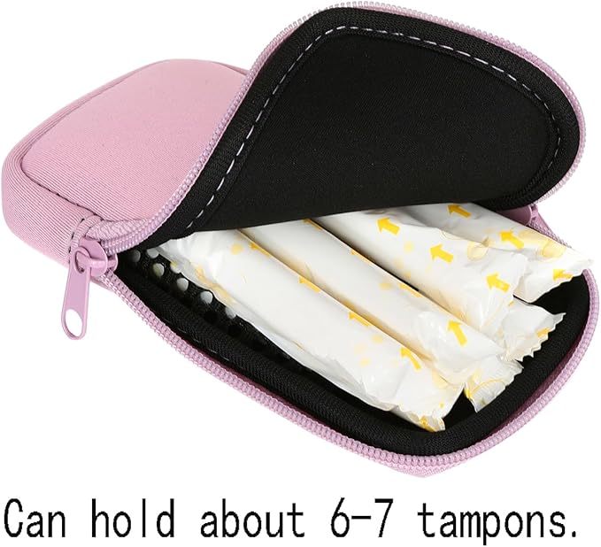 Tampon Storage Bag, Neoprene Tampon Organizer Case with Zipper Small Pouch for Feminine Products Portable Period Bags for Women,Ladies (Light Purple, 2pcs)