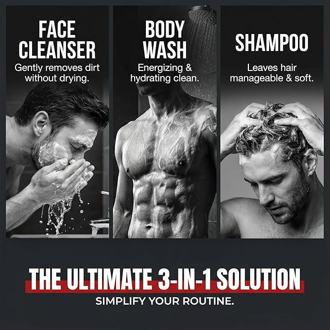 Dead Sea Collection Sandalwood Men’s Body Wash – 3 in 1 Body Wash for Men for Hair, Face & Body – Moisturizing Shower Gel with Dead Sea Minerals – Pack of 2 (33.8 fl oz each)