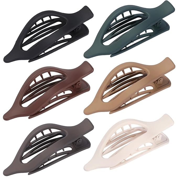 Flat Hair Clips for Women - 6 PCS French Flat Claw Clips Medium Hair Clips for Girls Large Hair Claw Clips for Thick or Thin Hair Strong Hold No Slip Hair Accessories for women (Basic)