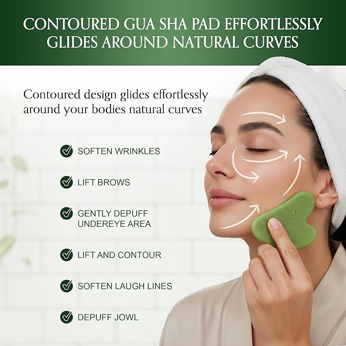 Jade Roller and Gua Sha Set for Face & Body – 4-Piece Authentic Jade Facial Roller Kit with Jade Eye Roller and Gua Sha Facial Tools for Sculpting,Puffiness Reduction, Lymphatic Drainage & Spa Massage