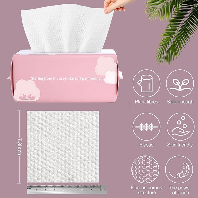 Disposable Face Towel Face Cloths for Washing Soft Cotton Dry Wipes Facial Cloths Towelettes for Washing and Drying, 400 Count Facial Tissue for Cleansing, Skincare and Makeup Remover