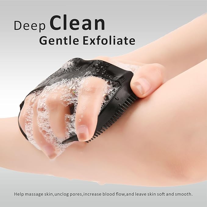 Soft Silicone Body Scrubber with 2pack Silicone Face Scrubber for Shower,Exfoliating Body Scrubber for Sensitive Skin,Silicone Body Brush Face Cleansing Brush for Pore Cleaning,Skin Care