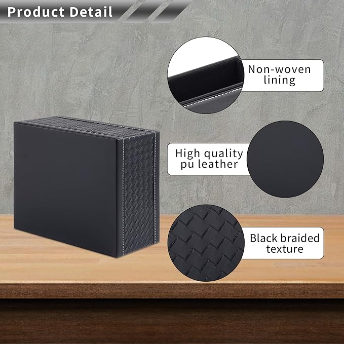 PU Leather Rectangular Tissue Box Cover - Multifunctional Tissue Box Holder with Stationery Remote Control Box, Decorative Tissue Pen Remote Organizer for Home/Office/Restaurant