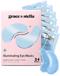 grace & stella Award Winning Under Eye Mask Reduce Dark Circles, Puffy Eyes, Undereye Bags, Wrinkles, Gel Under Eye Patches, Get Well Gifts for Women - Vegan Eye mask (24 Pairs, Blue)