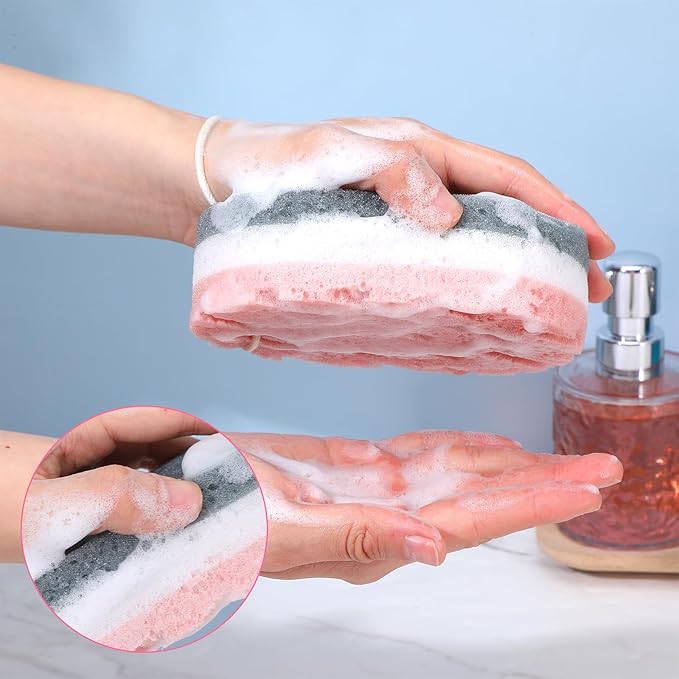 2 Pcs Soft Large Bath Sponges, 3 Layer Exfoliating Body Loofah Sponge for Shower Sponge for Women Men Bath Accessories
