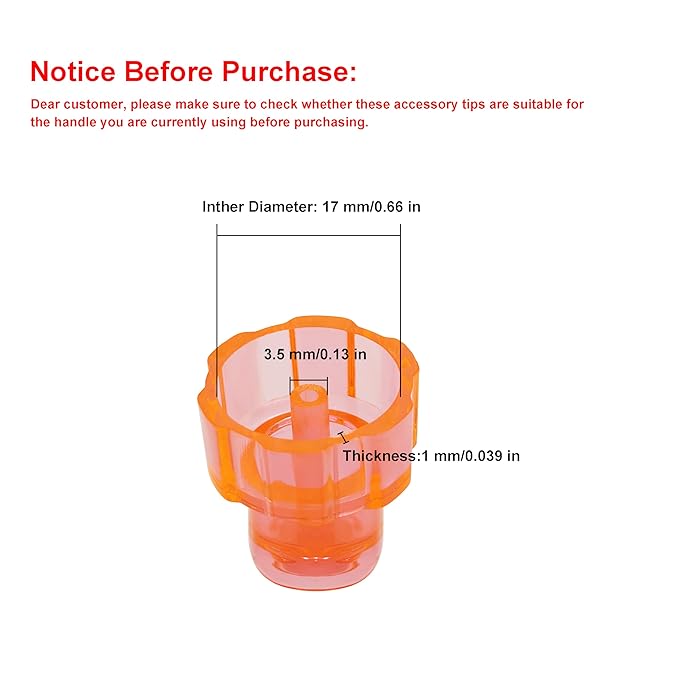 Plastic Cap Beaty Machine Spare Parts Water Peeling Tips 8pcs Per Set For Elitzia ETNS900 ETAF131T (Orange)