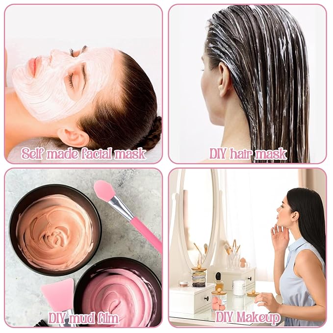 7 Pcs Silicone Applicator Brush Resin Silicone Makeup Applicator Lip Application Tool Cover Pink Epoxy Brush Lip Brushes Face Jelly Brushes Eye Cream Tool for UV Epoxy Art Crafting and Cream