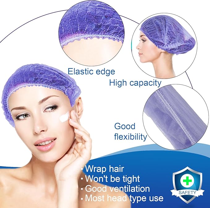 Disposable Bouffant Caps, 21inches Hair Net, Elastic Dust Cap for Food Service, Sleeping Head Cover