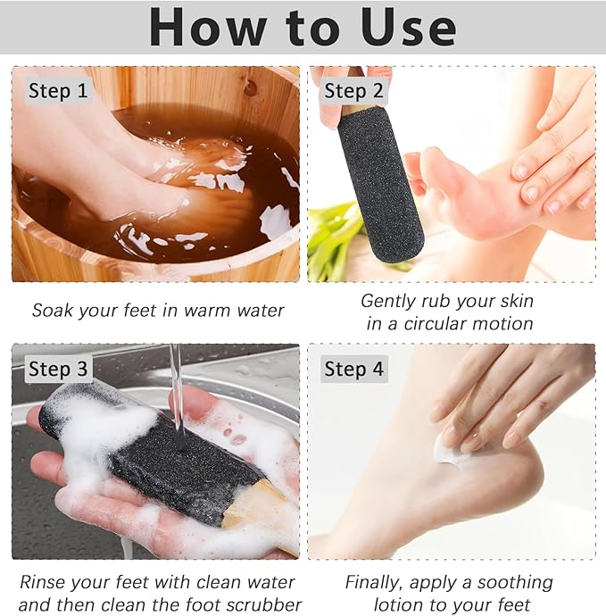 2Pcs Pumice Stone for Feet, Callus Remover for Feet, Natural Pumice Stone for Cracked Heels, Dual-Use Wet/Dry, Long-Lasting & Eco-Friendly Feet Care
