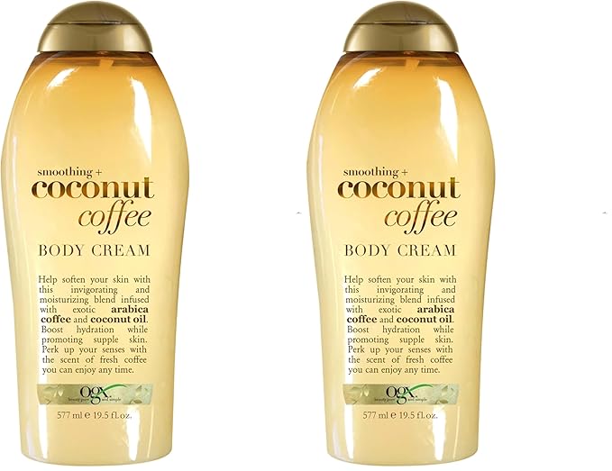 OGX Smoothing + Coconut Coffee Body Cream 19.5 oz,(Pack of 2)