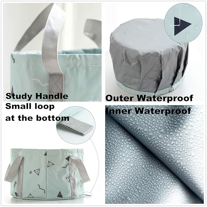 24L Collapsible Foot Bath Soaker Basin Tub for Soaking Feet, Portable Foot Soak Spa Foldable Water Bucket for Travel Camping, SpringGreen