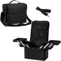 Large Makeup Case,Nail Bag with 4 Tier, Travel Makeup Box Organizer,Nail Kit Storage Tattoo Bag Make Up Case for women/Nail Art/Eyelash Extension/Tattoo/MUA, with luggage sleeve, Black