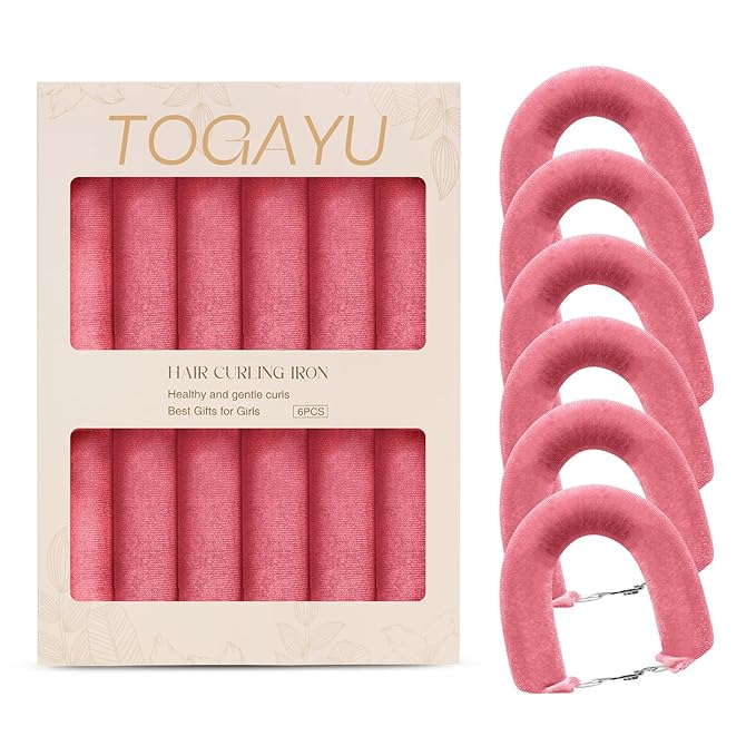 Heatless Curls Overnight Set - Jumbo Overnight Hair Curlers to Sleep In, Soft Velvet Hair Rollers for Women, No Damage Curls Styling Tools 6pcs