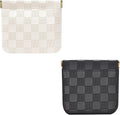 Leather Pocket Cosmetic Bag for Purse,Coin Purse Lipstick Cosmetic Accessories Organizer, Travel Kit Storage Pouch,Waterproof Portable No Zipper Self-closing (Black+White/Small)