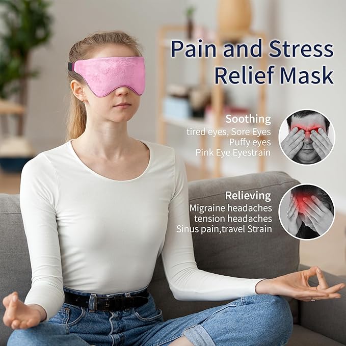 Mr. Sandman Weighted Eye Mask for Sleeping, Blackout Sleep Mask, Reversible Cool & Cozy Compress for Dry Eyes, Headache Migraine Relief, Eye Cover for Travel, Gifts for Women & Men, 0.5 lb, Pink