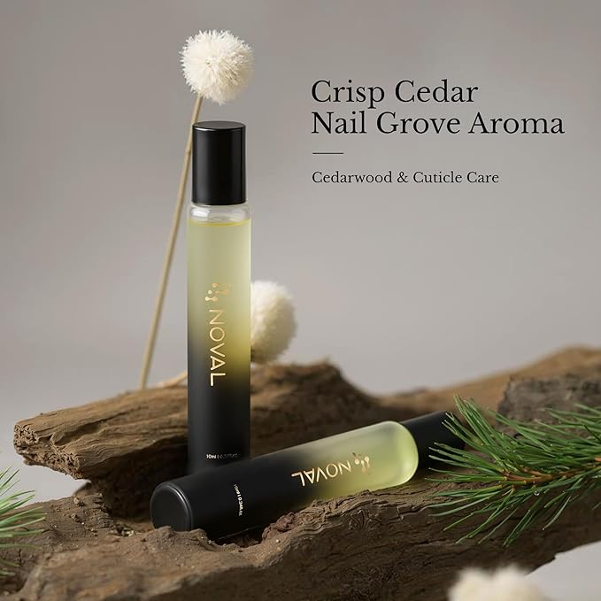 NOVAL Roll on Cuticle Oils for Men & Women, Rollerball Travel Size Bottle, Fresh Smell Cedar Scent, Male Nail Care Serum, Rich in Jojoba Oil, Natural Ingredients