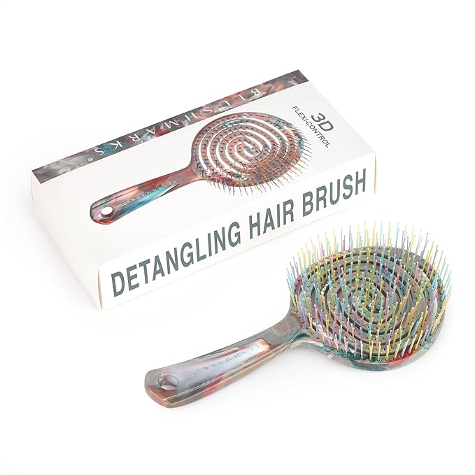 Detangling Wet Hair Brush for Thin or Straight Hair, Vented Detangler Hairbrush with Double-Layered Ultra and Soft-Nylon Bristles for Wet or Dry Hair, Gift for Women Girls Kids