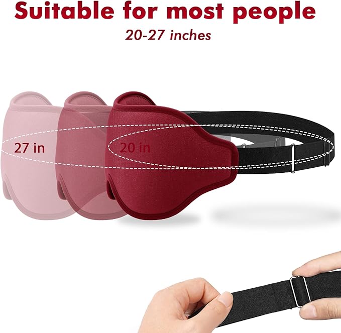 Sleep Eye Mask for Men Women, Lash Extensions 3D Sleeping Mask, Travel Blackout Night Blindfold Eye Shade Cover with Adjustable Strap (Red-3D)