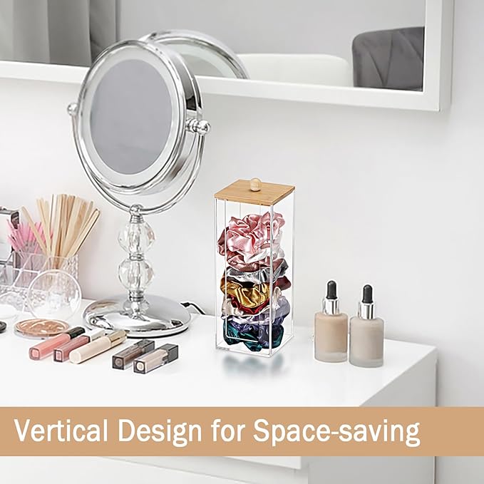 Acrylic Clean Pad Storage Box Vertical Cotton Pads Holder Square Makeup Pad Dispenser with Lid Clear Bathroom Countertop Vanity Organizer