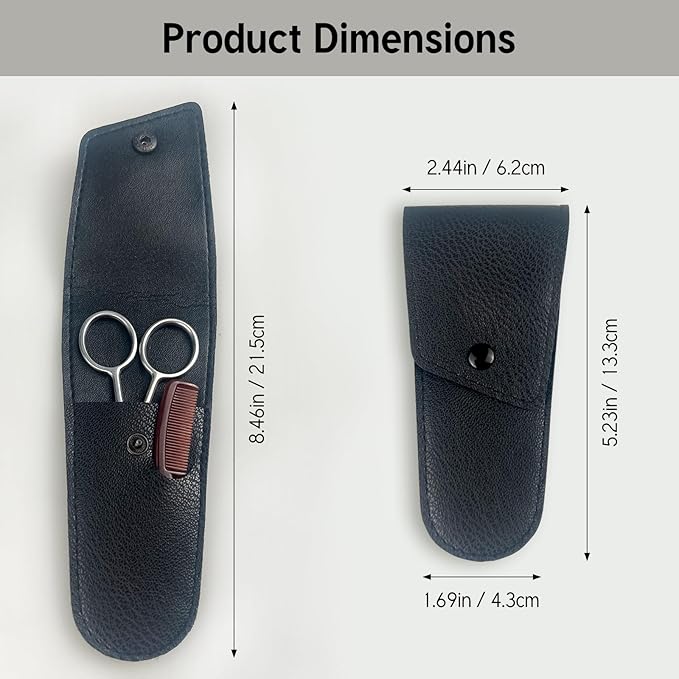 Mustache Grooming Set - Precision Mustache Scissors and Comb Kit for Men - Ideal for Travel, Includes Facial Hair Trimming Scissors and Moustache Comb