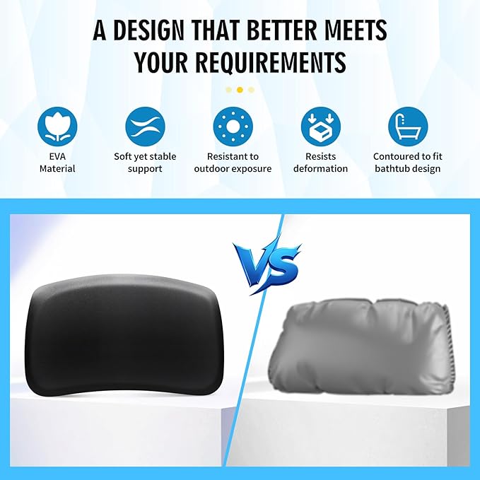 3 Pack Replacement Head Rests for Cal Spas Hot Tubs (2020-2023 Models) | Easy Install, No Tools Needed with Single Pin Design | Black EVA Foam Pillows