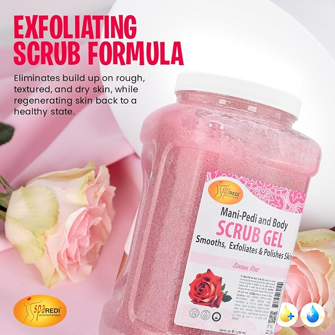 SPA REDI Professional Foot Scrub Gel – Dual-Action Pedicure Treatment | Dual-Action Skin Transformation for Softer, Nourished Feet & Elevated Client Satisfaction (128oz Gallon)