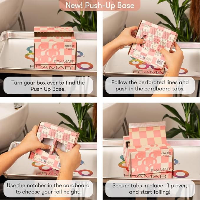 FRAMAR Pink Checkered Hair Foil – Hair Foils For Highlighting, Pop Up Foil For Hair Highlighting, Salon Foils For Hair Highlighting Kit, Long Hair Foils For Bleach, Salon Foils For Hair Stylist – 500