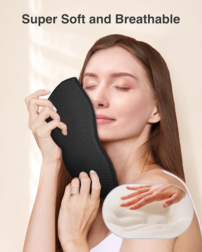 MABAO 2 Packs Sleep Mask for Side Sleeper, Eye Mask for Sleeping Women Men, 3D Contoured Cup No Eye Pressure 100% Light Blocking Sleeping Mask with Adjustable Strap Night Blindfold Flight, Nap, Black