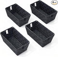 Storage Baskets for Organizing, Woven Organizer Baskets for Shelves, Small Strap Shelf Baskets for Bathroom Storage, Grey, Set of 4