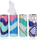 Car Tissue Holder with Facial Tissue Bulk, Car Tissues Box Round Container - Tissue Tubes for Car, Travel Tissues Perfect for Car Cup Holder - 4PK (blue)