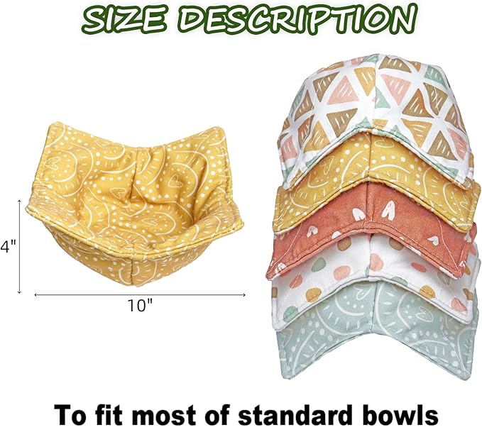 Cotton Microwavable Bowl Cozy, Microwave-Safe Hot Bowl Holders, Soup bowl Cozy Hot Pads (Boho)