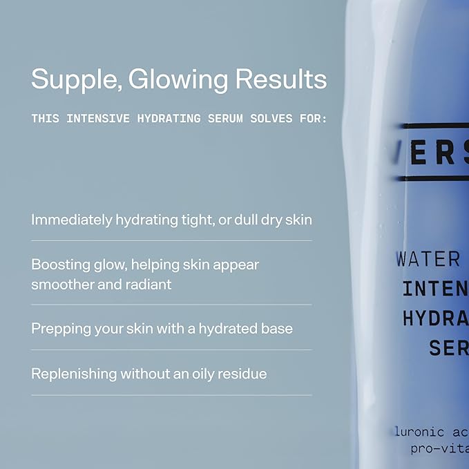 Versed Water Rush Intensive Hydrating Serum - Hyaluronic Acid Serums for Face with Vitamin B5 - Lightweight Face Serum for Dry Skin (V1 Water Rush - 1 Fl Oz (Pack of 1))