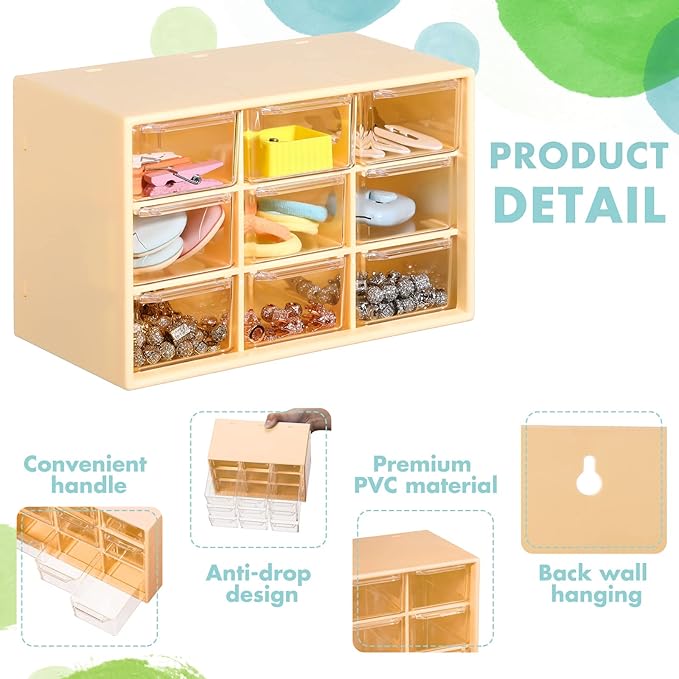 Amyhill 6 Pcs Mini Drawer Organizer Small Organizer with 9 Drawers Plastic Desktop Craft Storage Box for Office Home Room Jewelry Cosmetics Collection(Multicolored)