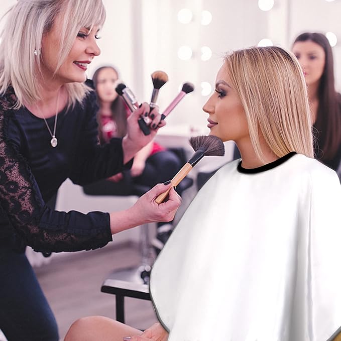 Short Barber Cape, Waterproof Nylon Salon Hair Cutting Cape, Makeup Artist Cape for Hair Dye, Comb-out, Styling, Shampoo
