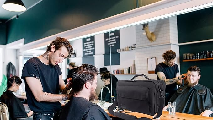 Pro Large Capacity Beauty Hairdressing Barber Tool Bag Polyester Hair Equipment Cosmetic Salon Shoulder Organizer Kit Grooming Hair Stylist Scissor Holder Storage Carrying Travel Case