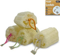 HVB Natural Loofah Exfoliating Bath Scrub, Bath Sponge, Unisex, Suitable for Both Body and Facial Use, Excellent Cleaning Effect. Pack of 4 (1 Box)