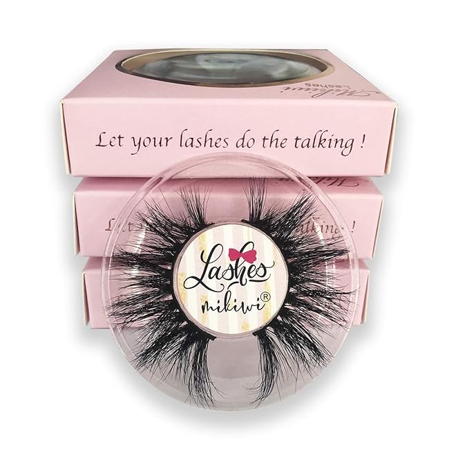 Mink lashes Mikiwi 3 Pairs Eyelashes D384-3, Real Mink Eyelashes, Fluffy Mink Lashes, Thick HandMade Full Strip Lashes, Cruelty Free Luxury Makeup Dramatic Lashes, 20mm 3D Mink Lashes